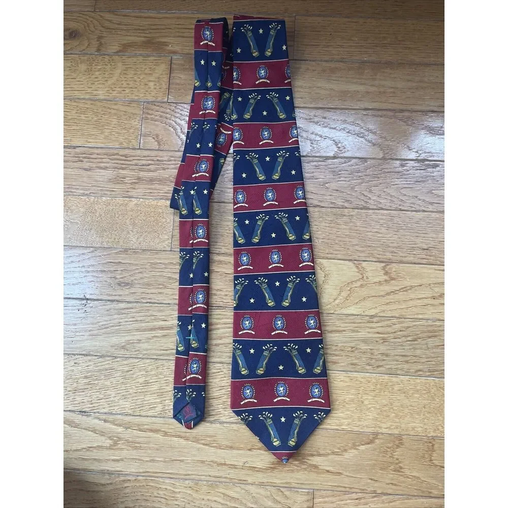 Tommy Hilfiger Men's‎ Necktie Red And Blue Golf Themed Tie 100% Italian Silk